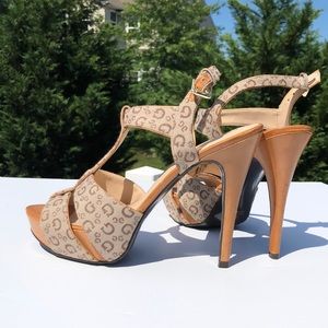 Guess Logo Platform Heels size 9